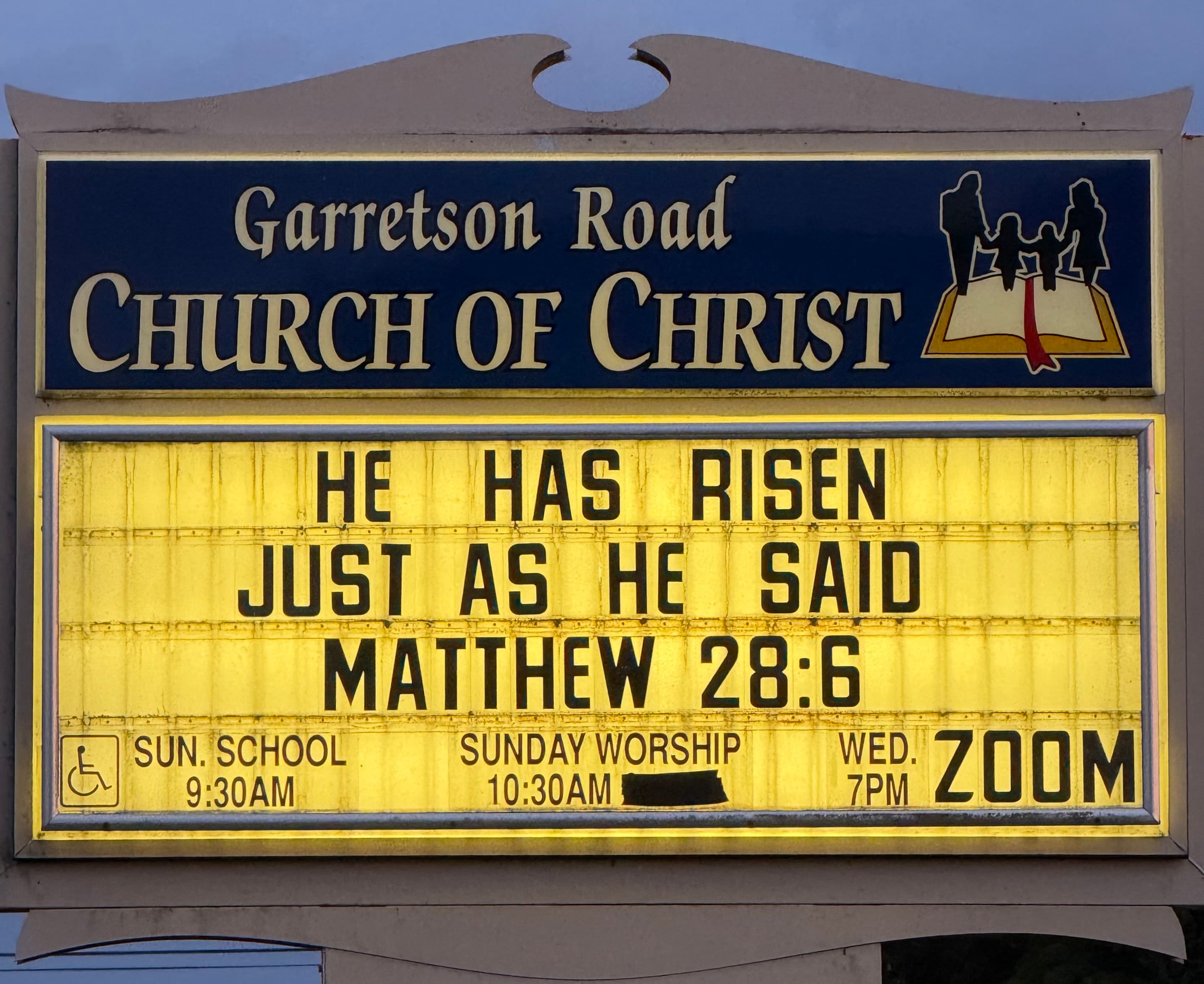 Garretson Road Church of Christ sign